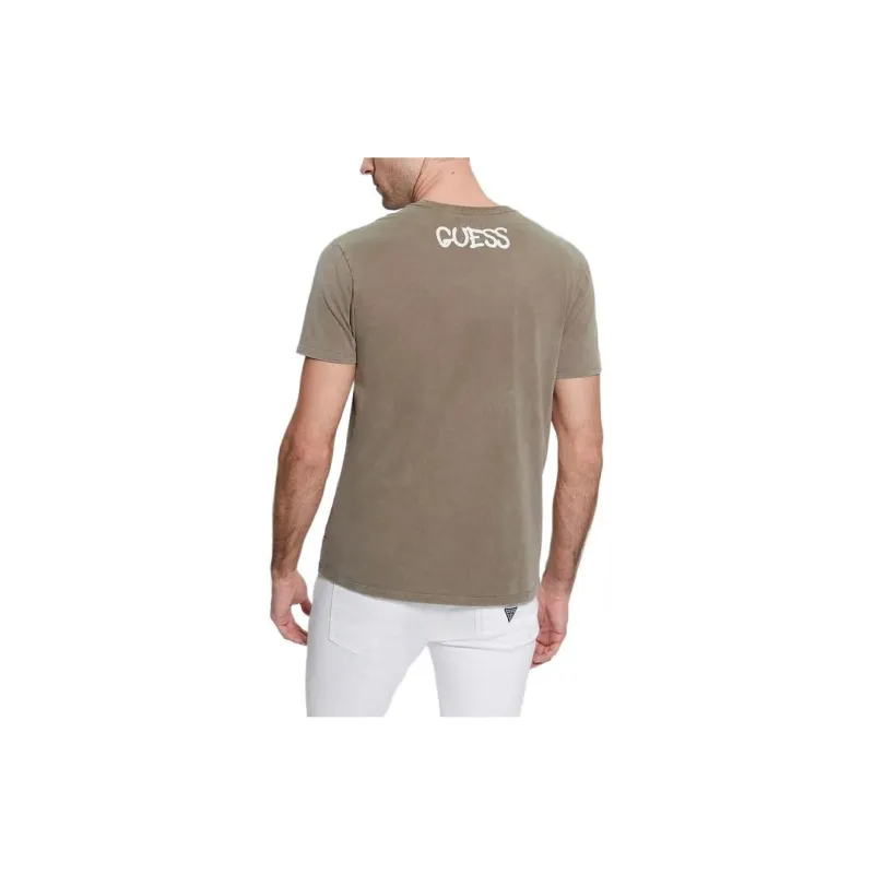GUESS Washed Queen Tee T-Shirt Men's Gray Green-1
