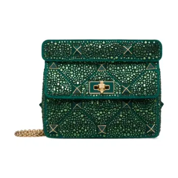 Valentino ROMAN STUD Embroidery Handbag Shoulder Bag Crossbody Bag Medium Size Women's Green