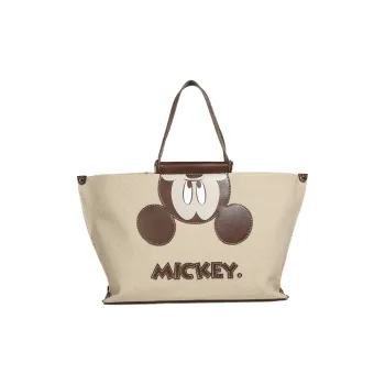 Disney Spun Leather Tote Crossbody One Shoulder Handbag Large Size Women's Ecru