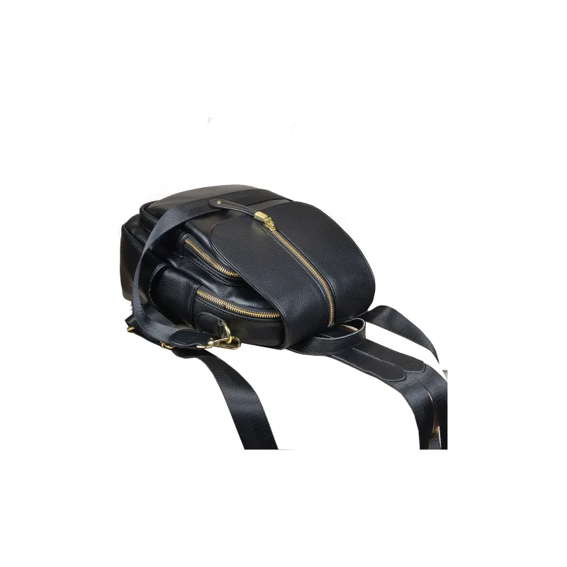 VANDEE Cow Leather Backpack Medium Size Women's Black-1