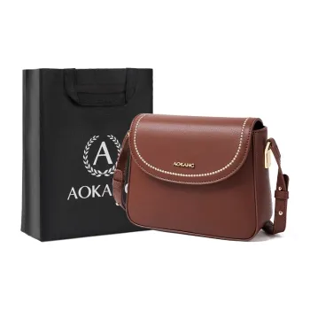 AOKANG Cow Leather Small Square Bag Shoulder Bag Small Size Women's Caramel Coffee/Cream Apricot/Classic Black