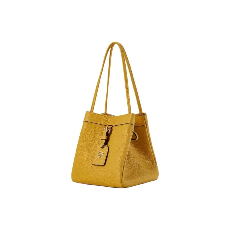 EMNI Togo Calfskin Lucky Bag Bucket Shoulder Bag Crossbody Bag Small Size Women's Wealth Yellow-0