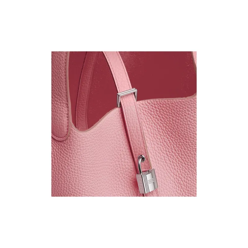 HERMES Picotin Lock Clemence Bullock Leather Basket Bag Handbag Bucket Bag Women's 3Q Rose Sakura Cherry Blossom Pink-3