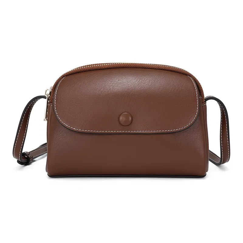 MEXICAN Polyurethane Leather Dome Bag, Shoulder Bag, Crossbody Bag Regular Women's Radiant Black/Mocha Coffee-4