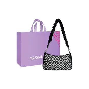 MARKANGARO PU Jacquard Shoulder Bag, Handbag, Shoulder Bag Regular Women's Black White