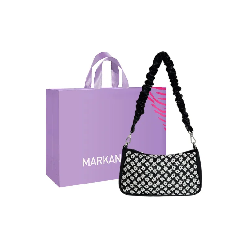 MARKANGARO PU Jacquard Shoulder Bag, Handbag, Shoulder Bag Regular Women's Black White-0