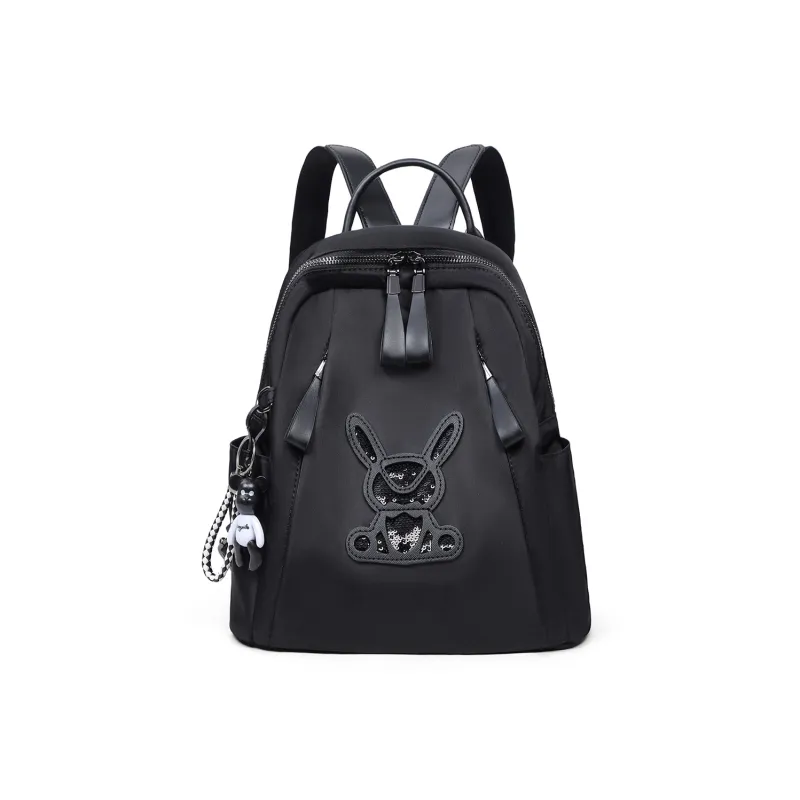 PT'SON Fabric Backpack Large Size Unisex Black-1