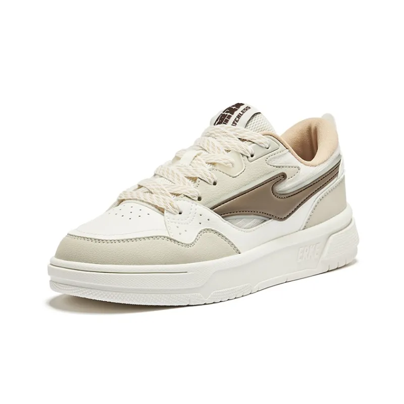 Erke Snow Pear Durable Breathable Low-Top Skateboard Shoes Women's Microcrystal White Float Stone Gray-2