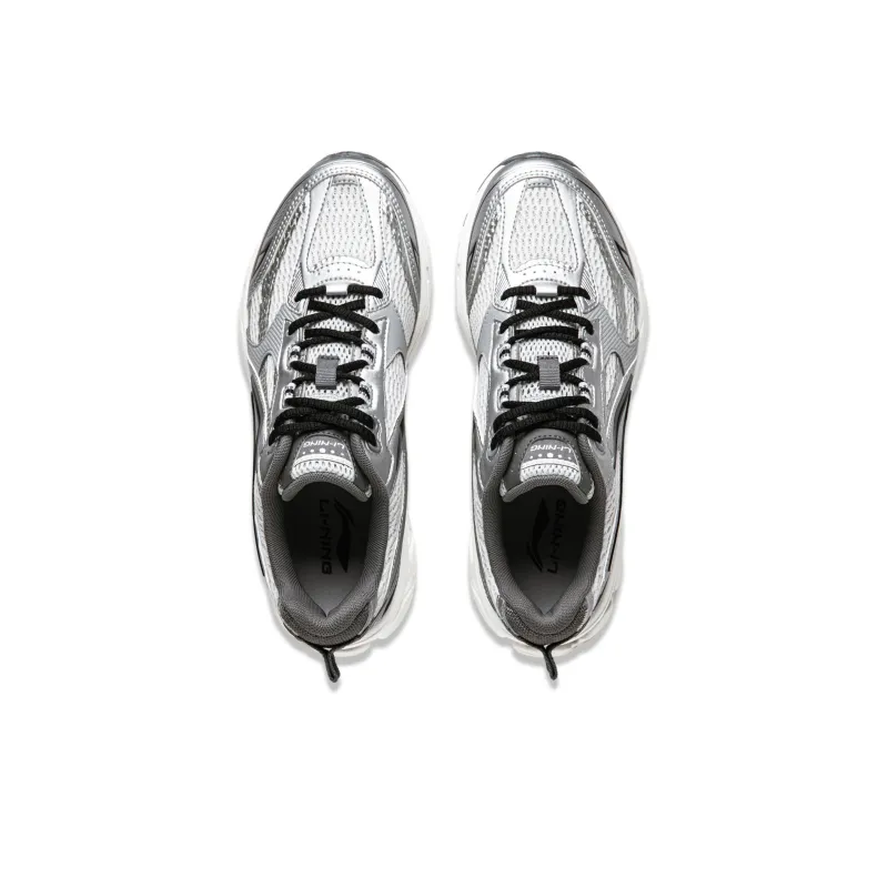 LiNing Shake 2.0 Cushioned Anti Slip And Wear Resistant Lightweight Low Top Casual Running Shoes Women's Silver Gray-3