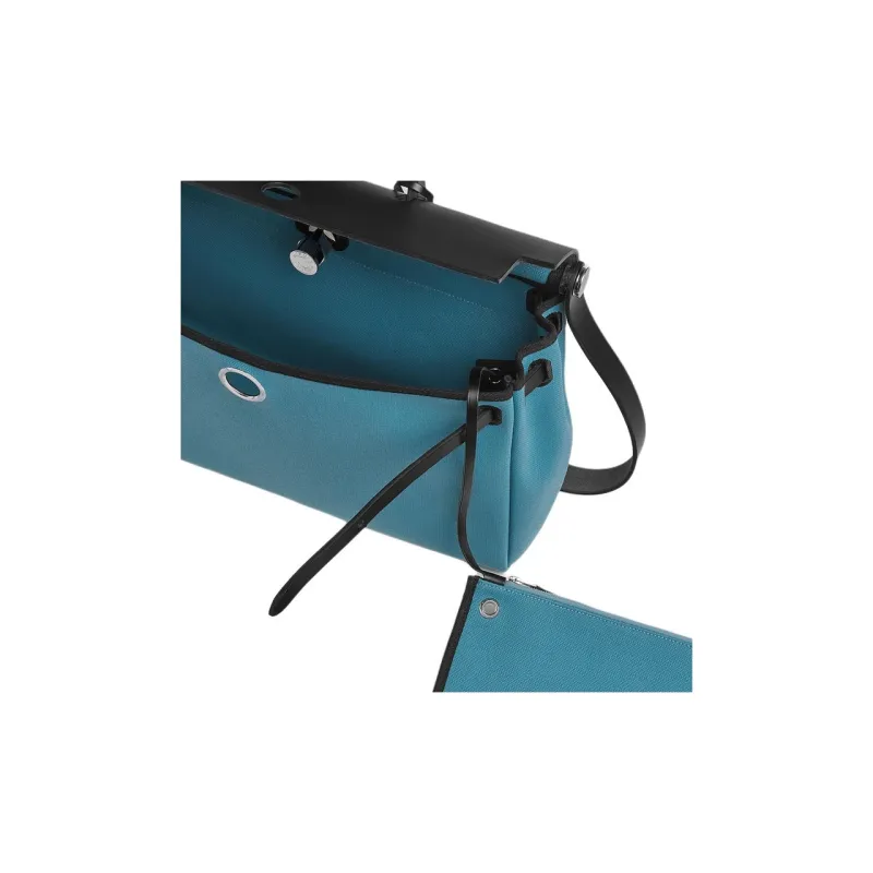 HERMES Herbag Canvas With Hunter Cow Leather Handbag Men's D2 NEW BLEU JEAN New Denim Blue 89 Noir Black-3