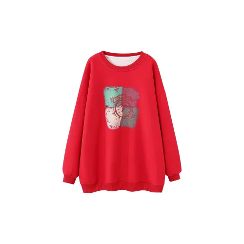 DonnaZilan Sweatshirts Women's Red Fleece-Lined