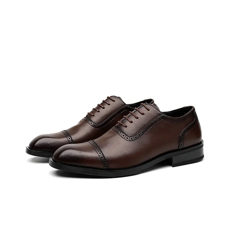 GZZ Dress Shoes Men Low Top Black/Brown-15