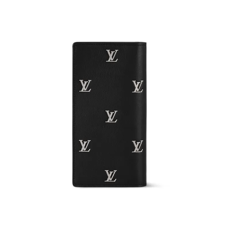 LOUIS VUITTON Leather Wallet Men's Black & Silver-2