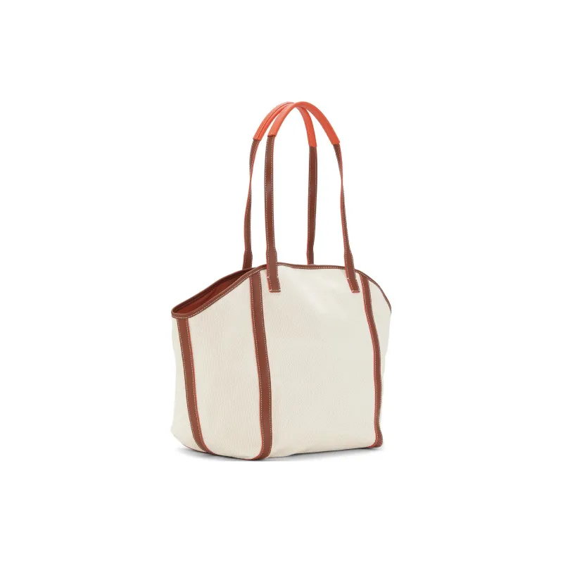GANNI Recycled Cotton Blend Tote Bag Shopping Bag Shoulder Bag Handbag Large Size Women's White-1
