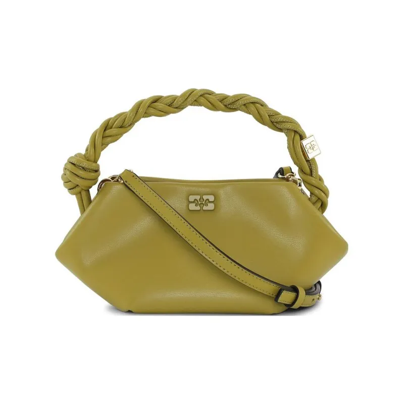GANNI Recycled Leather Shoulder Bag Crossbody Bag Handbag Mini Women's Olive-0