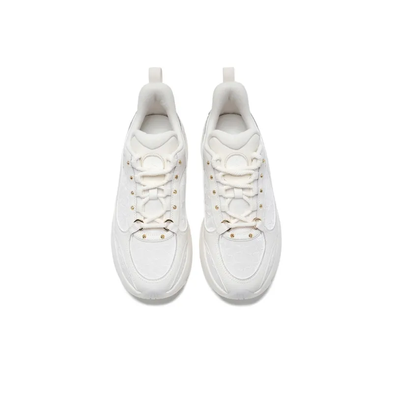 LI NING 1990 Heart Dance Cushioning, Wear Resistant Low Top Casual Shoes Women's Ecru-2