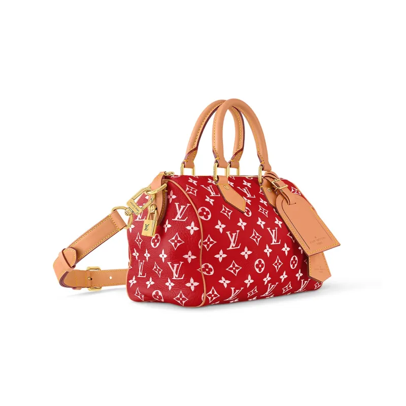 LOUIS VUITTON Speedy P9 Bandoulière 25 Monogram Leather Red-1