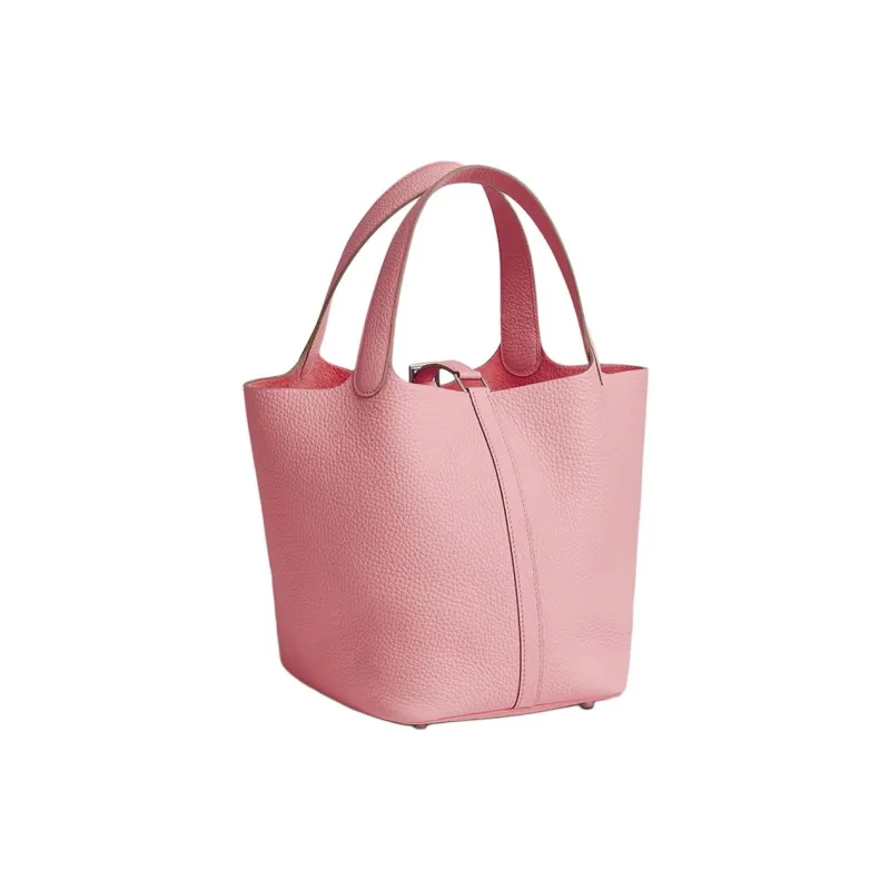 HERMES Picotin Lock Clemence Bullock Leather Basket Bag Handbag Bucket Bag Women's 3Q Rose Sakura Cherry Blossom Pink-2