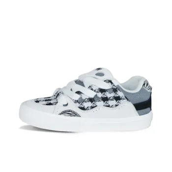 Ollieskate Zoo Party Zoo Collection Zebra Print Checkerboard Low Top Skateboard Shoes Unisex Black White