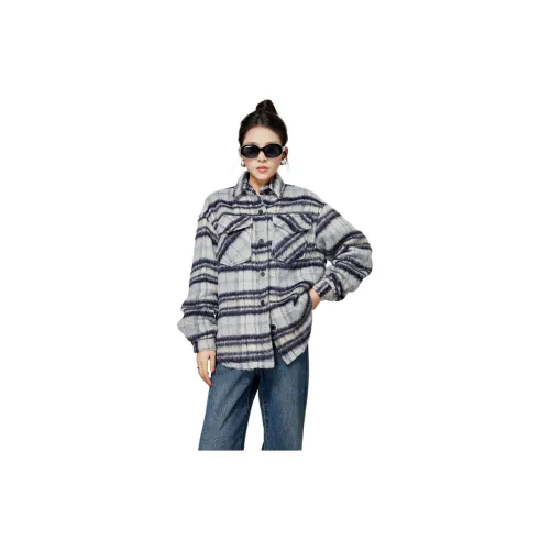 Weekly Knitwear Women's Gray Blue Plaid