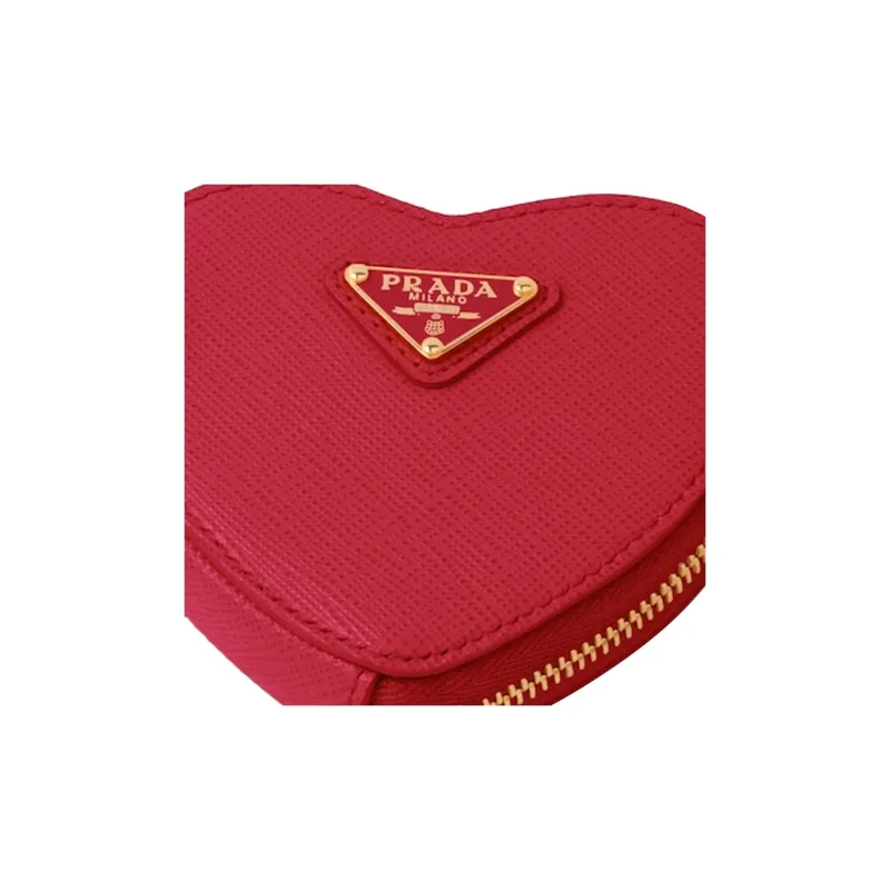 PRADA Saffiano Leather Portable One Shoulder Crossbody Clutches Mini Women's Red-4