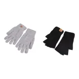 Black Half Finger+Gray Fleece-Lined Full Finger
