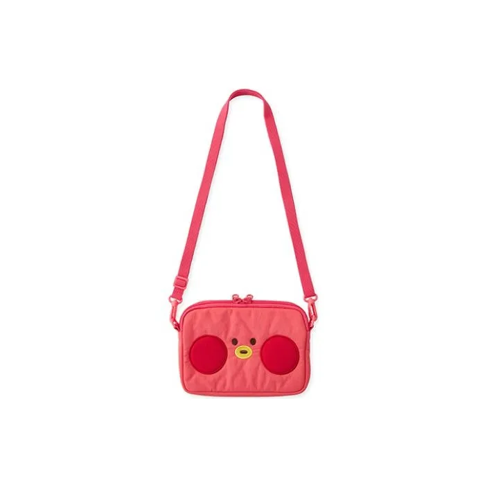 LINE FRIENDS BT21minini Nylon Crossbody Storage Bag, Travel Shoulder Bag Unisex Red-0