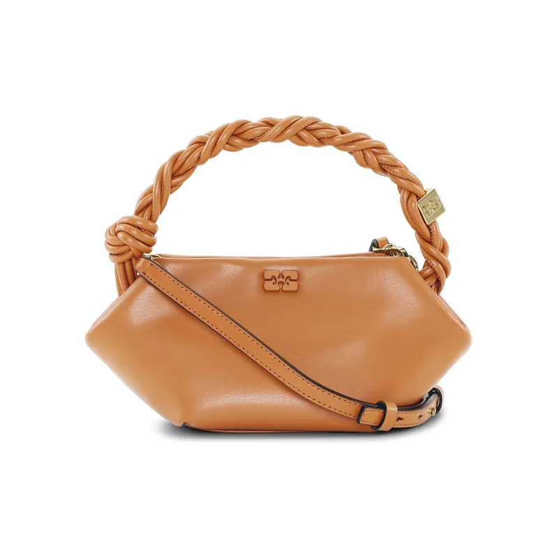 GANNI Recycled Material Shoulder Bag, Crossbody Bag, Handbag Mini Women's Caramel-0