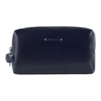 PIQUADRO Leather Clutch, Makeup Bag, Toiletry Bag Regular Unisex Blue