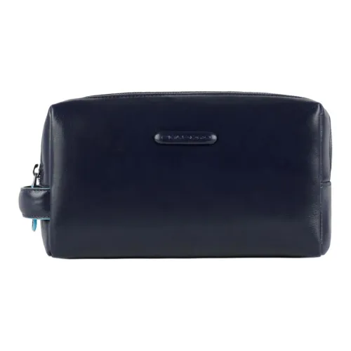 PIQUADRO Leather Clutch, Makeup Bag, Toiletry Bag Regular Unisex Blue