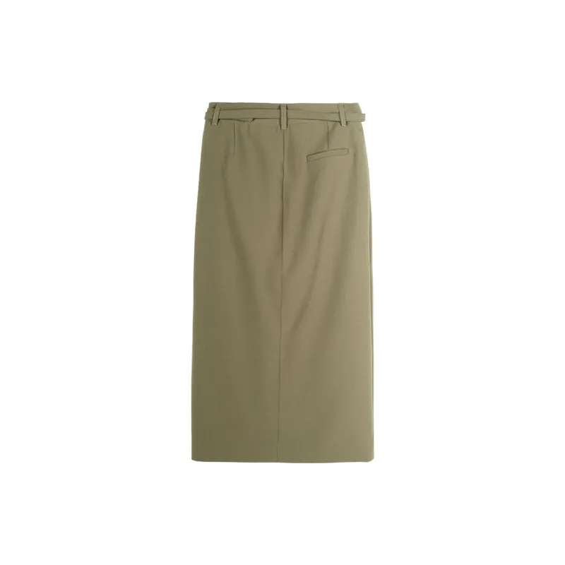 MISSSHINE Casual Long Skirts Women's Green Coffee-1