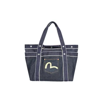 EVISU Denim Tote Bag Shopping Bag Handbag Regular Unisex Blue