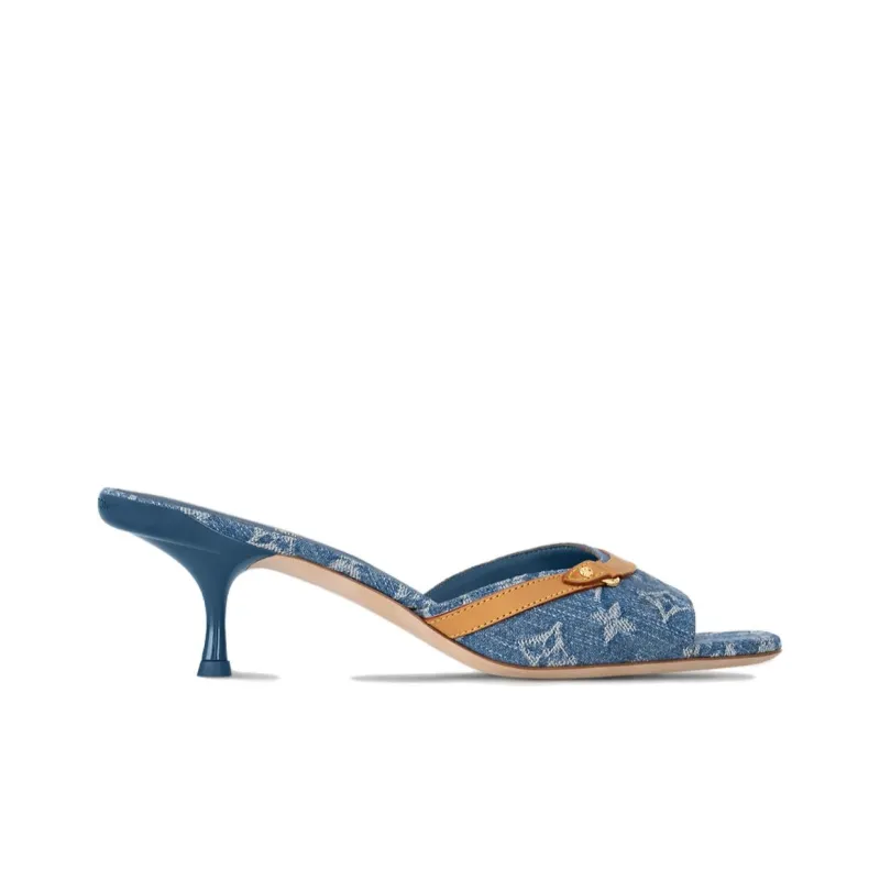 LOUIS VUITTON Revival Rubber Sole Slide Slippers Women's Blue-1