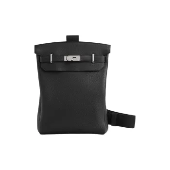 HERMES Hac A Dos Togo Calfskin Crossbody Bag Shoulder Bag Large Size Unisex 89 Noir Black