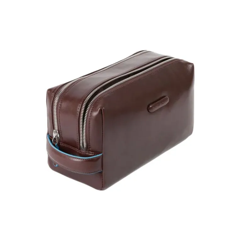 PIQUADRO Leather Clutch, Makeup Bag, Toiletry Bag Regular Unisex Chestnut-1