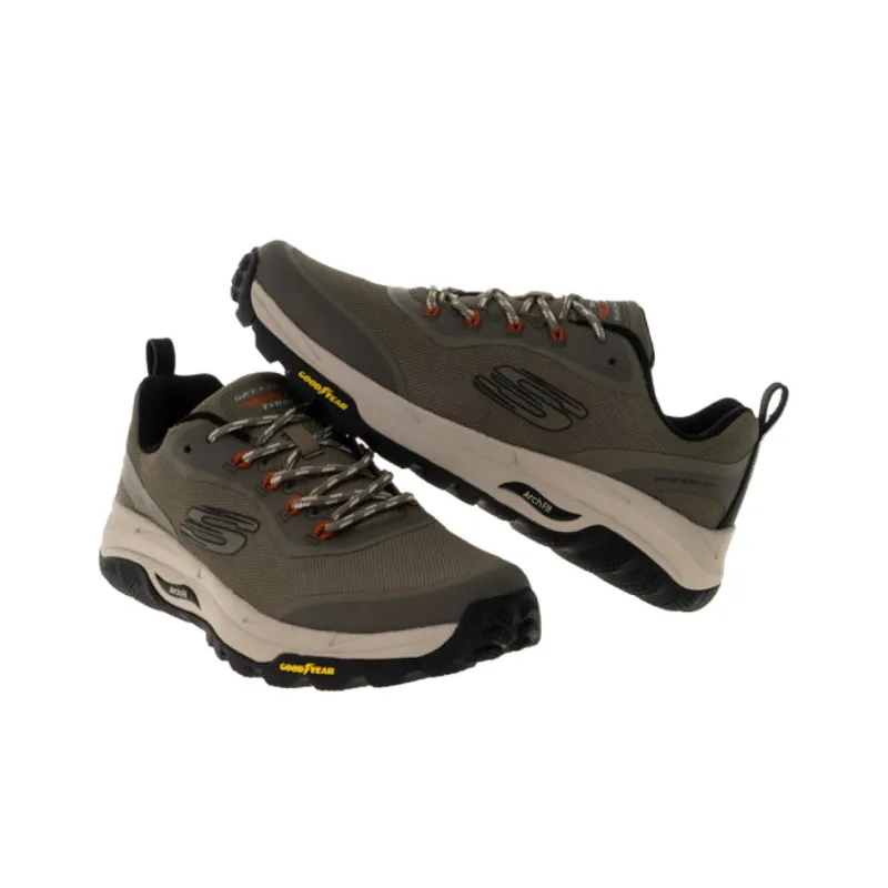 Skechers ARCH FIT SKIP TRACER Durable Breathable Low-Top Running Shoes Men's Brown Green-3