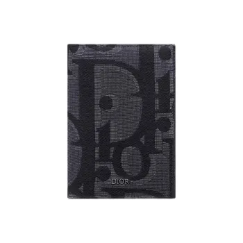 DIOR Oblique Printed Fabric Passport Holder Women's Black