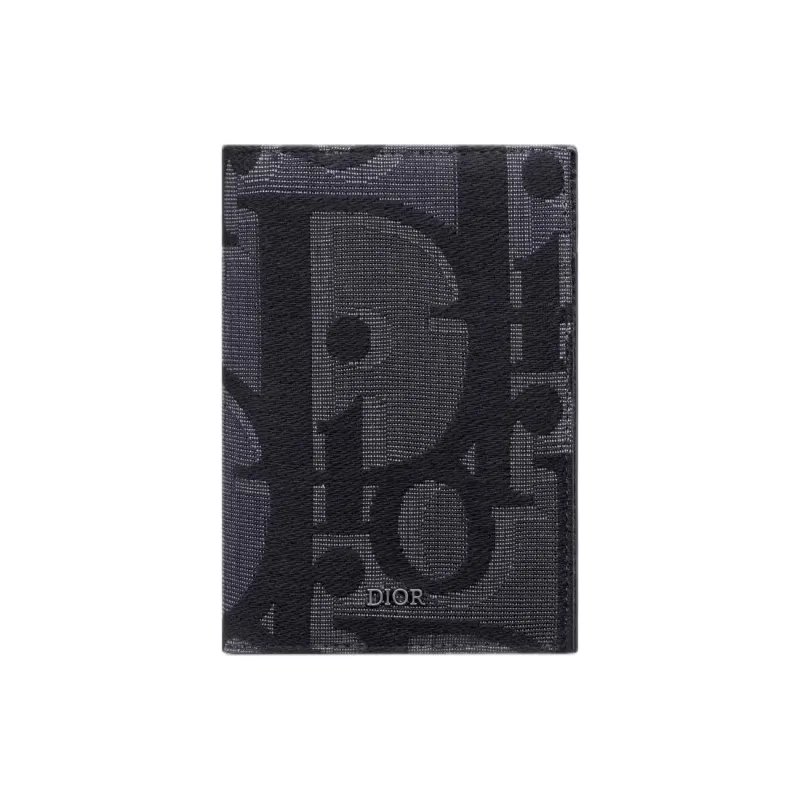 DIOR Oblique Printed Fabric Passport Holder Women's Black-0