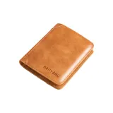Apricot Yellow-Trifold Style (Vintage Top Layer Leather)-Anti-Skimming