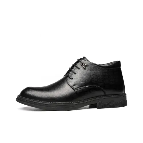 DIENGRLEY Dress Shoes Men High-Top Black