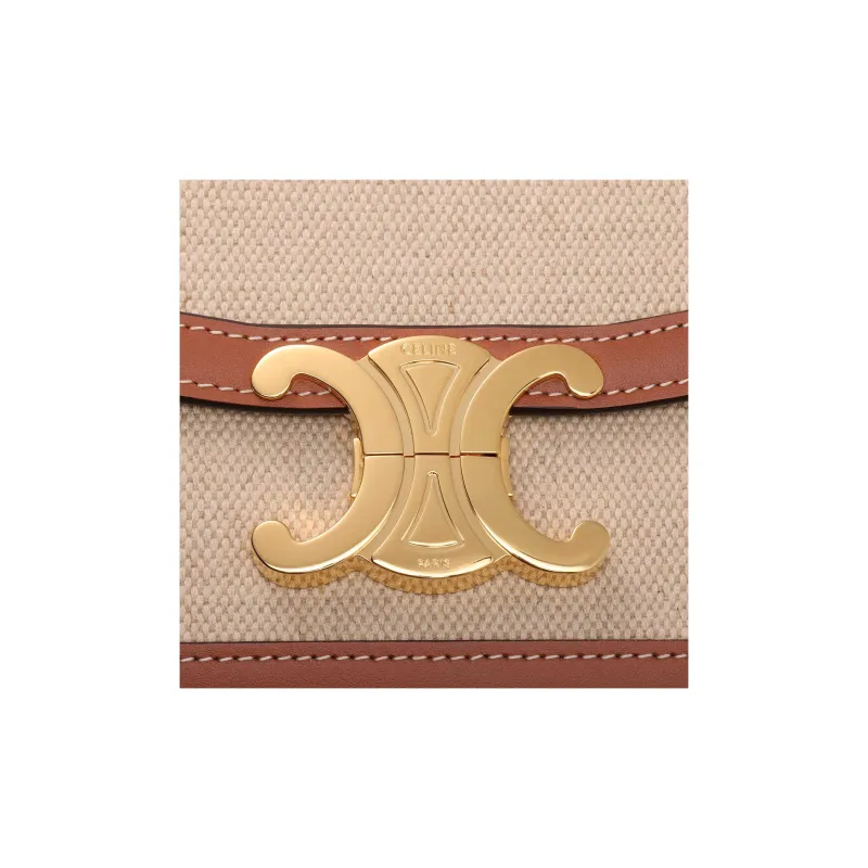 CELINE Triomphe Textile With Calfskin Crossbody Bag, Shoulder Bag Women's-6