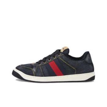 GUCCI Screener Denim Lace up Sneakers