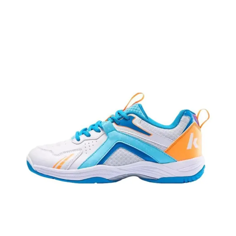 Kawasaki Cushioning Wear Resistant Low Top Badminton Shoes Unisex White Blue Orange-0