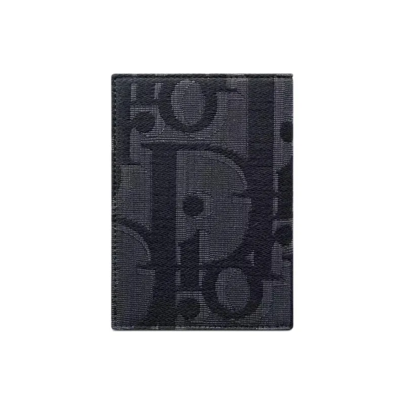 DIOR Oblique Printed Fabric Passport Holder Women's Black-2