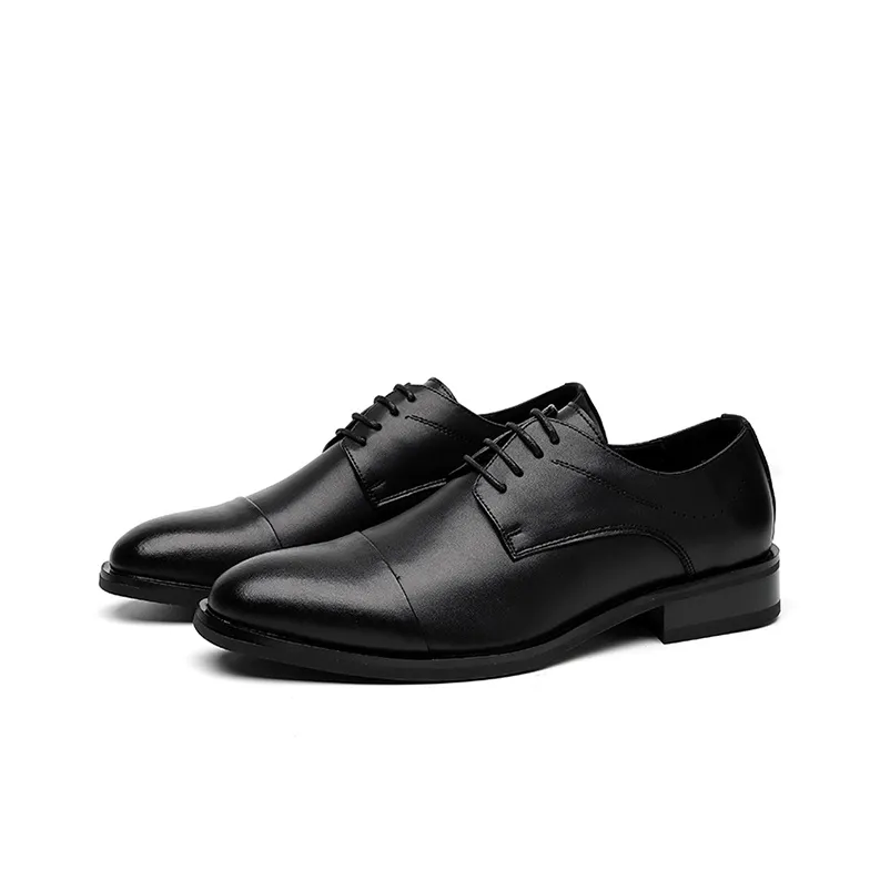 GZZ Dress Shoes Men Low Top Black-2