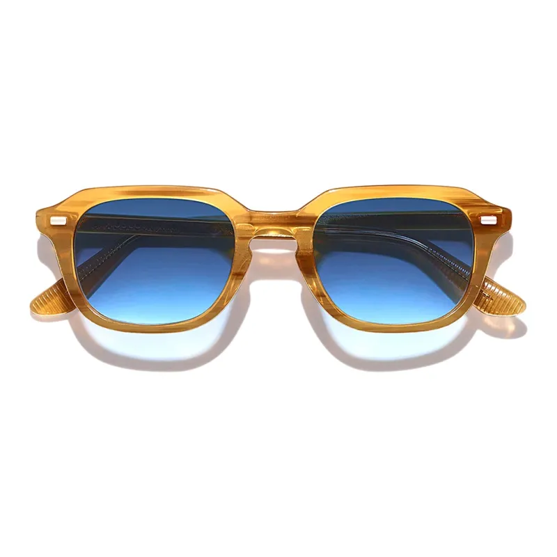 MOSCOT Acetate Rectangular Sunglasses Men's Yellow-0