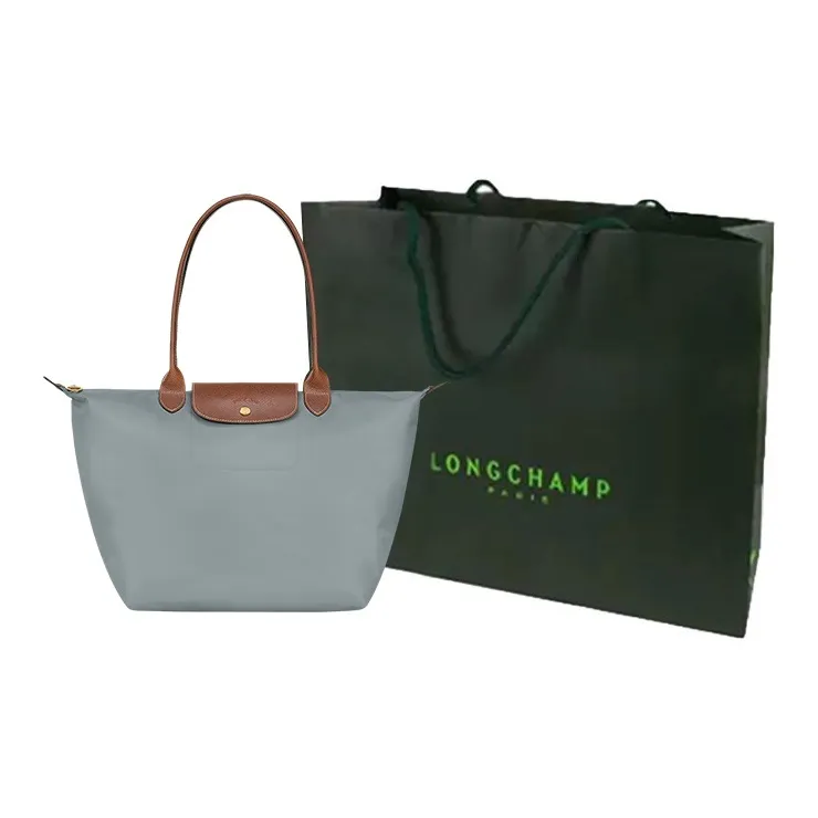 LONGCHAMP Le Pliage Recycled Canvas Tote Bag, Shopping Bag, Handbag Tubas Women's Gray Blue-7