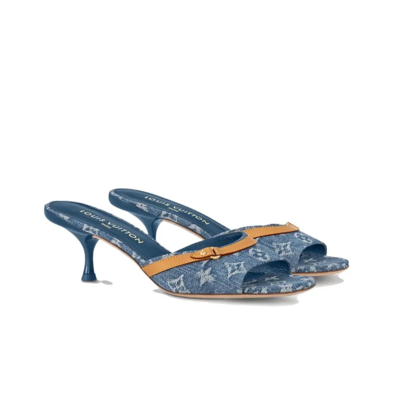 LOUIS VUITTON Revival Rubber Sole Slide Slippers Women's Blue-2