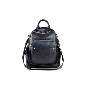 VANDEE Cow Leather Backpack Shoulder Bag Medium Size Women's Black
