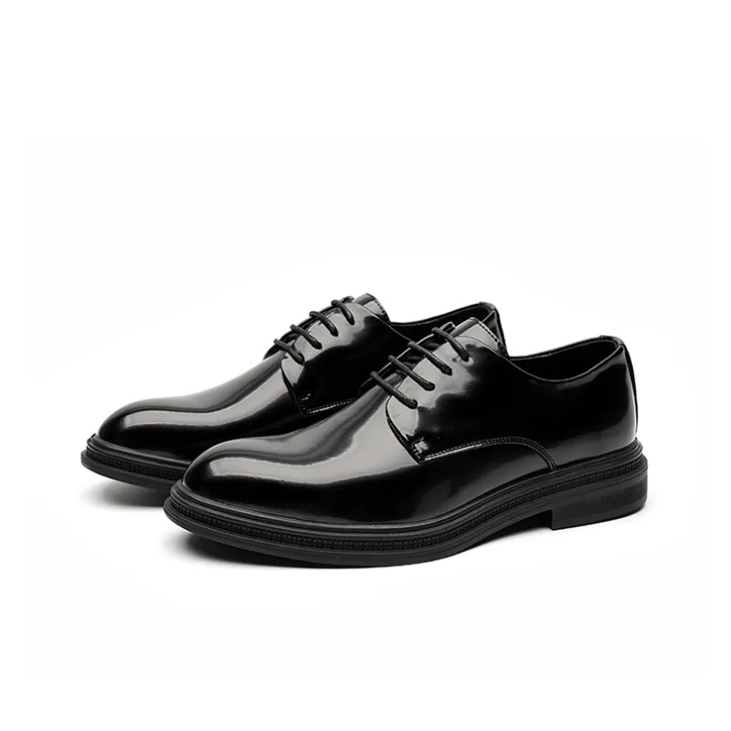GZZ Dress Shoes Men Low Top Black-2